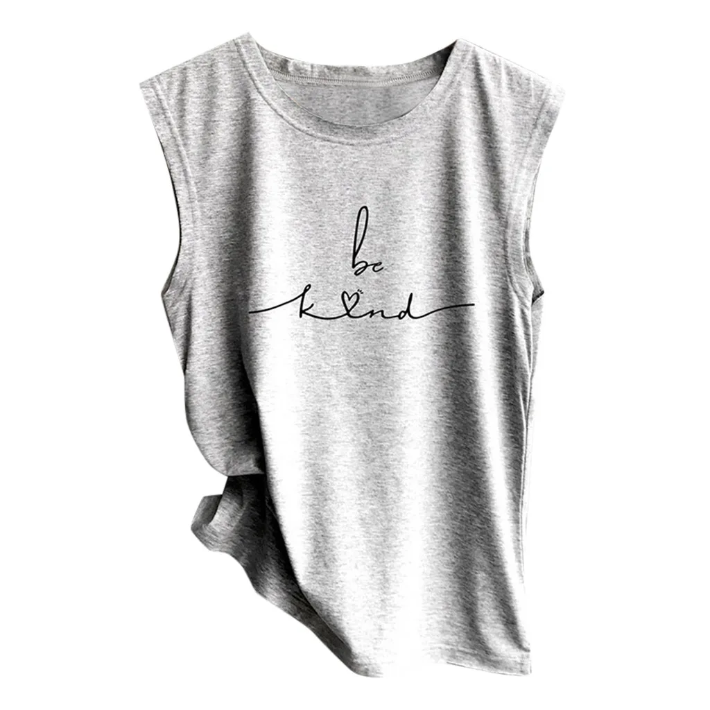 Женская футболка без рукавов с принтом Повседневная Свободная майка мягкий