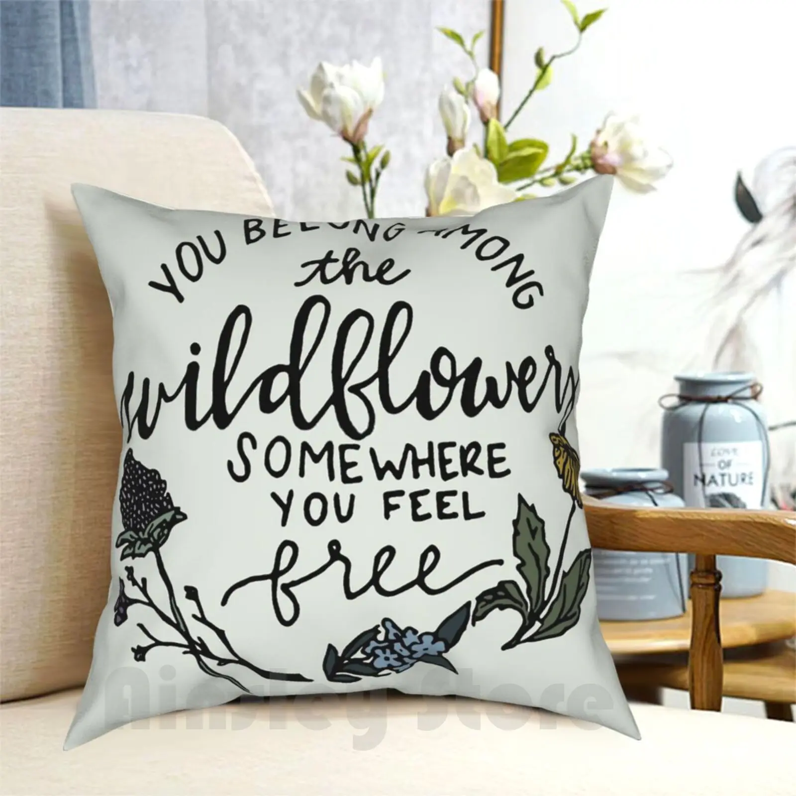 

Подушка с рисунком из цветов диких цветов, мягкая домашняя декоративная подушка, музыкальные тексты, классические цветы диких цветов, красивые цветочные