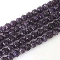 natural amethyst gemstone 3d flower carve 6 8 10 12mm purple crystal round bead accessories necklace bracelet diy jewelry making