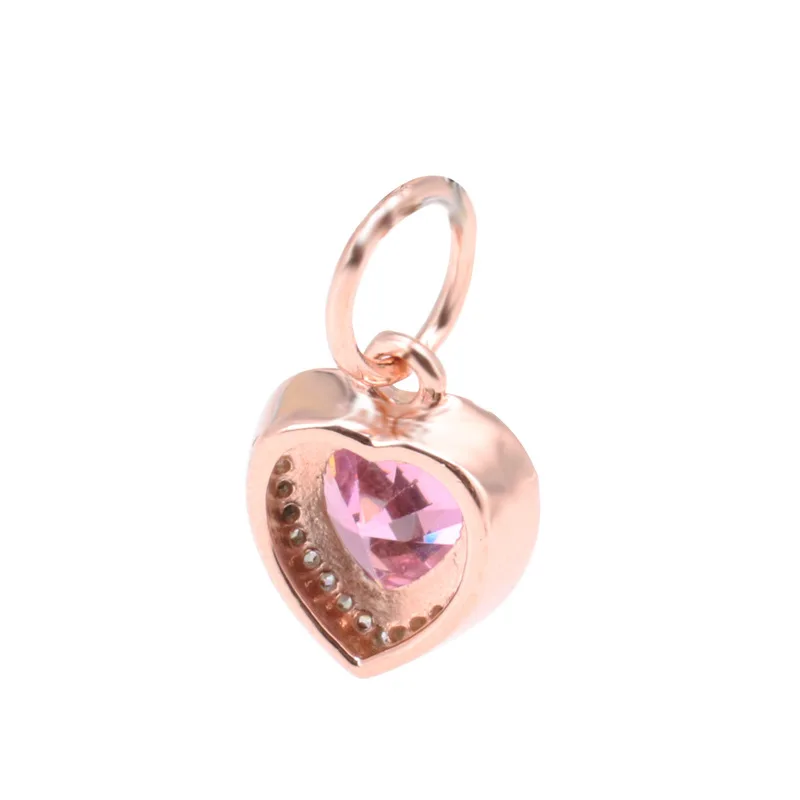 

Hot S925 Sterling Silver Rose Gold Fashion Pink Love Charm Fit Original Bracelet Necklace