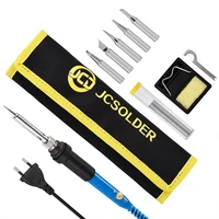 jcd electric soldering iron kit adjustable temperature 220v 110v 60w welding solder rework station heat pencil repair tools 908