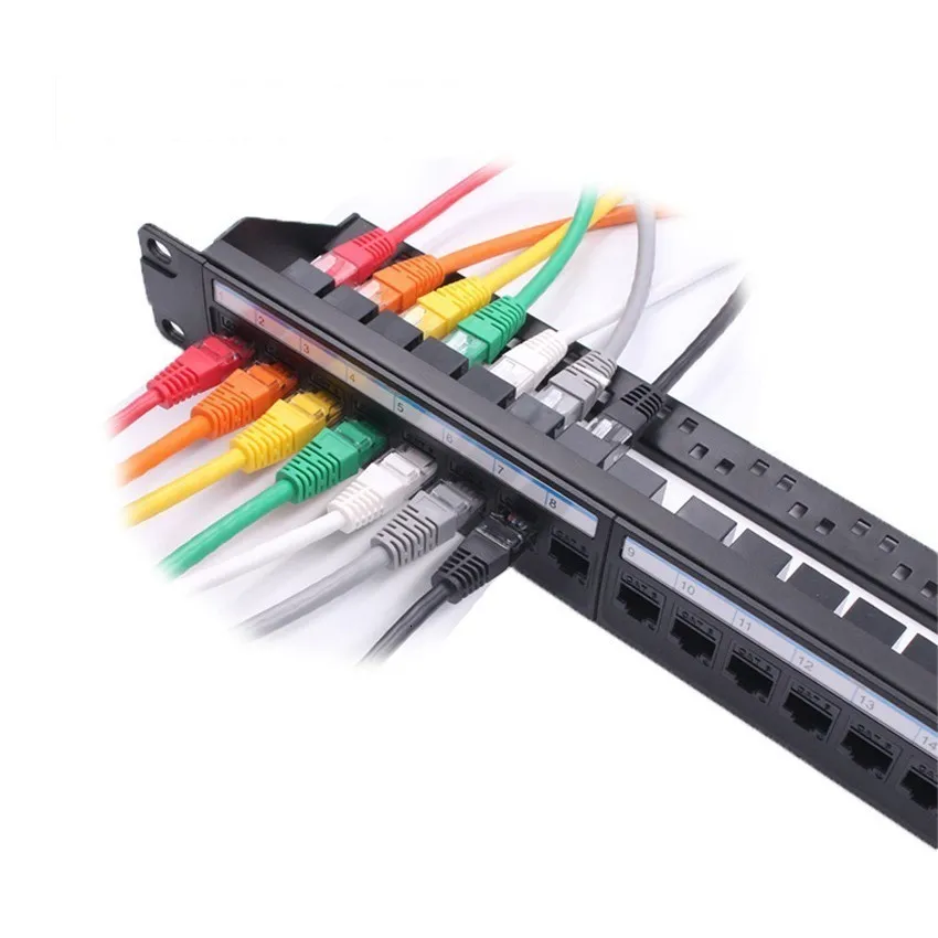 19 дюймов 1U шкафа проходной 24 Порты и разъёмы CAT6 патч Панель RJ45 сетевой кабель-переходник ввод/вывод Keystone Jack модульный распределительный шкаф