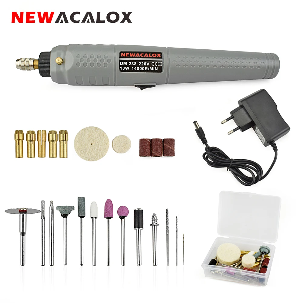 NEWACALOX EU 10 Вт мини шлифовальный набор Dremel роторный инструмент шлифовальный станок Беспроводная электрическая дрель заточка гравировка Ручка инструмент