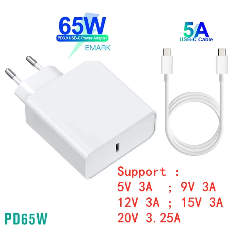 

Зарядное устройство USB Type-C для ноутбуков, 45/65/20 в, 3,25 А