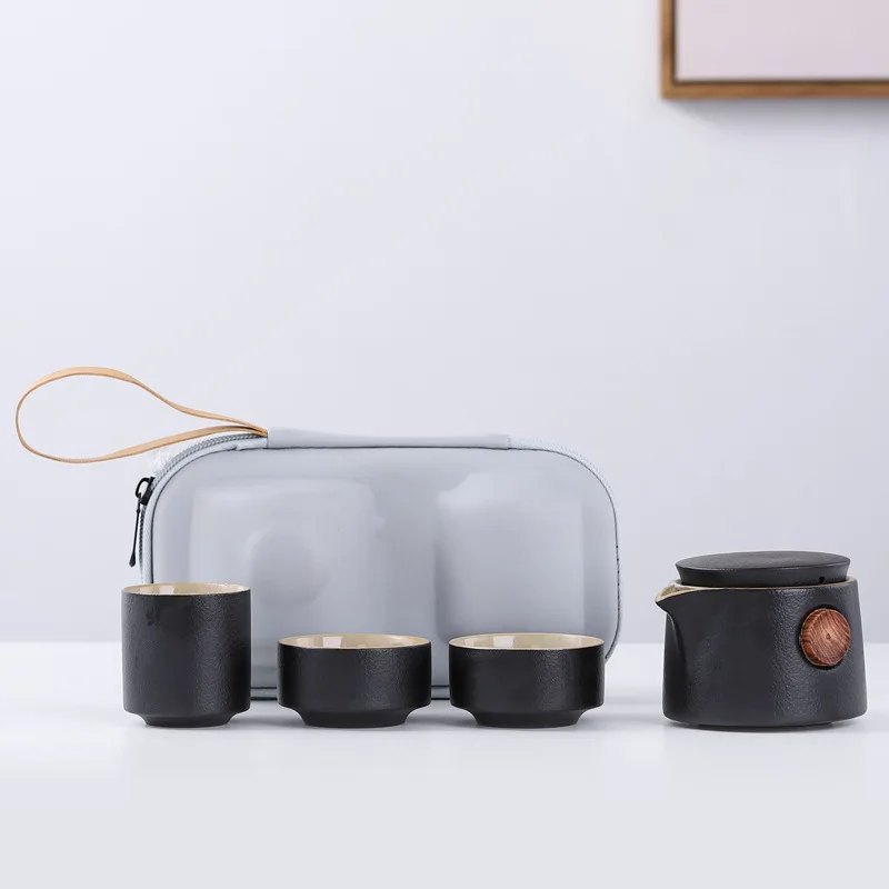 Ceramic Teapot With 2 Cups Portable Travel Tea Sets Drinkware Chinese Handmade Quality Gifts for Friend Teaware Kung Fu | Дом и сад