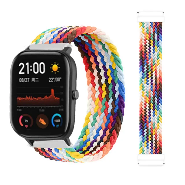 Плетеный соло петля ремешок для Xiaomi Amazfit Gts2 Bip Pace Gtr 42/46 мм наручных часов Garmin Vivoactive3