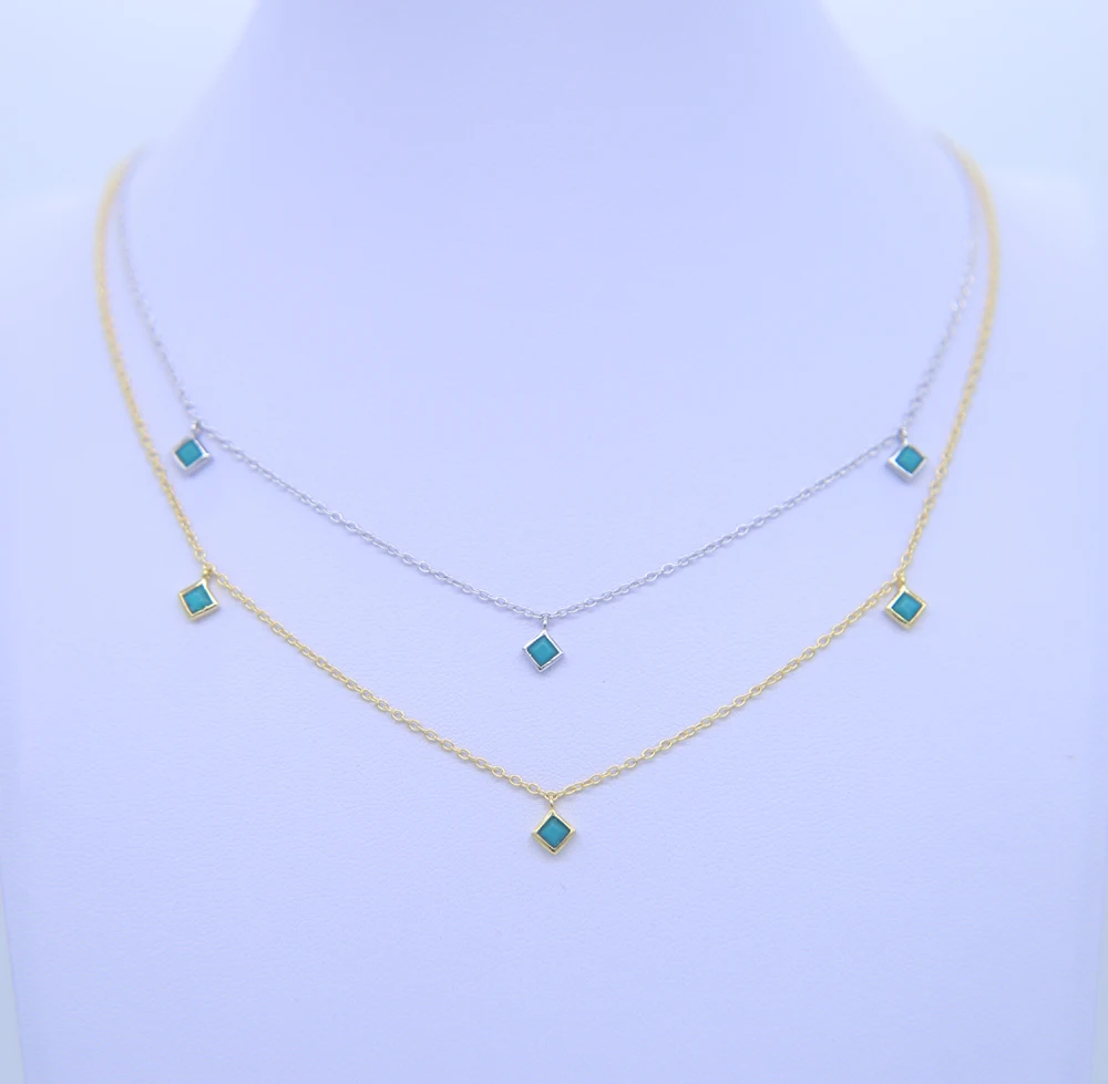 Новые очаровательные 3 площади эмаль массивное ожерелье с подвеской для женщин