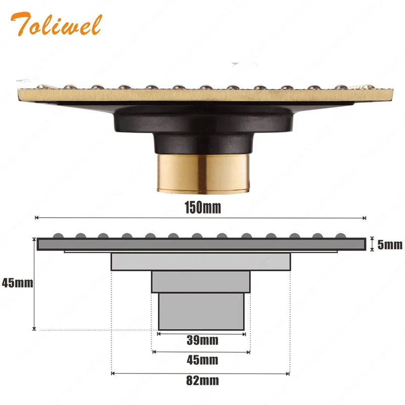 Слив для душа 15*15 см супер большой ванной комнаты слив строительный материал