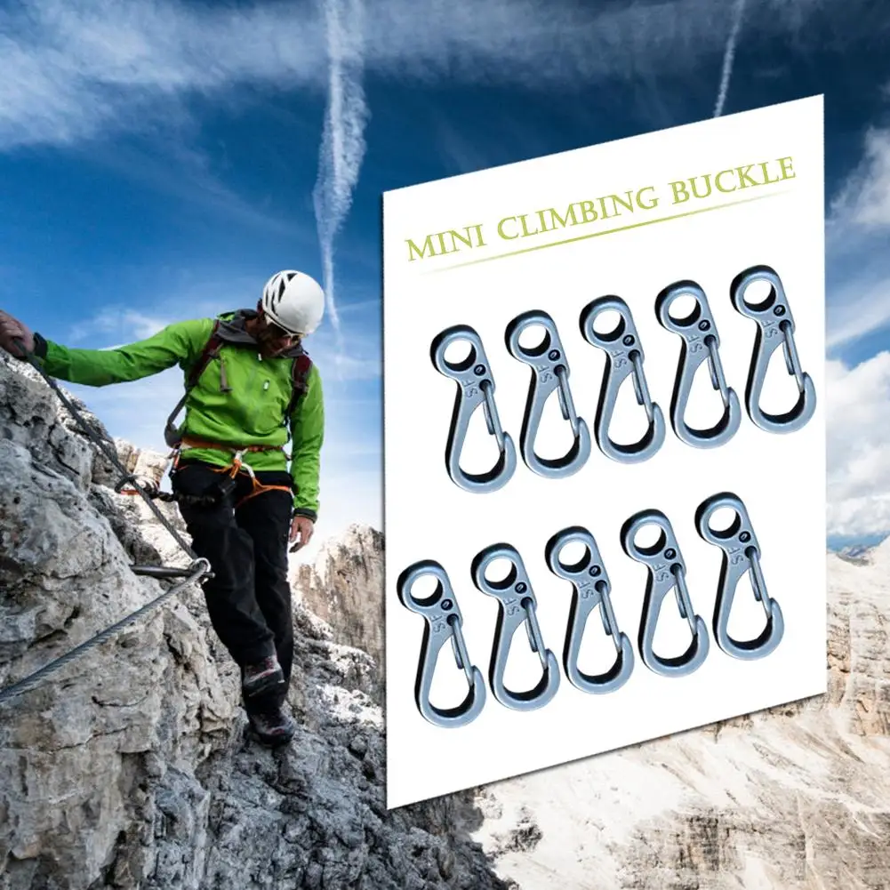 10Pcs Mini Carabiner Clips Tiny Alloy Spring Snap Hook Keychain Clasps EDC Small Hanging Buckle for Backpack Camping Bottle | Спорт и