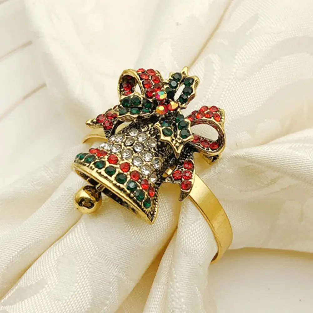 Пряжка для салфеток Отель Рождественские сани колокольчики Стразы Золотые