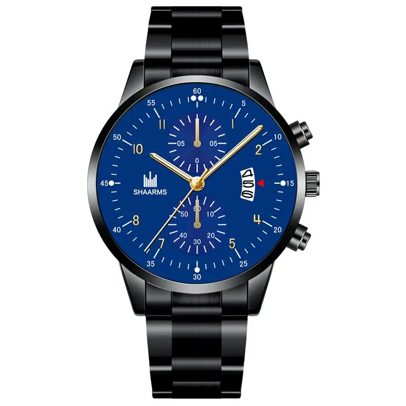 SHAARMS роскошные мужские серебряные часы из нержавеющей стали аналоговые