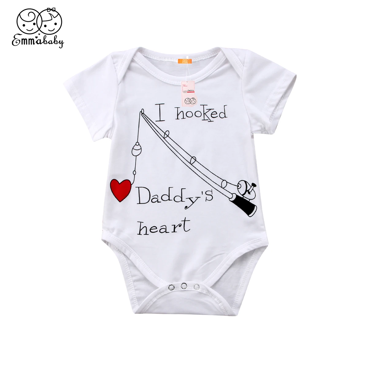 

New Infant Baby Girl Romper Boy Clothes Printed Letter I Hooked Daddys Heart Newborn Baby Boy Clothes Baby Rompers