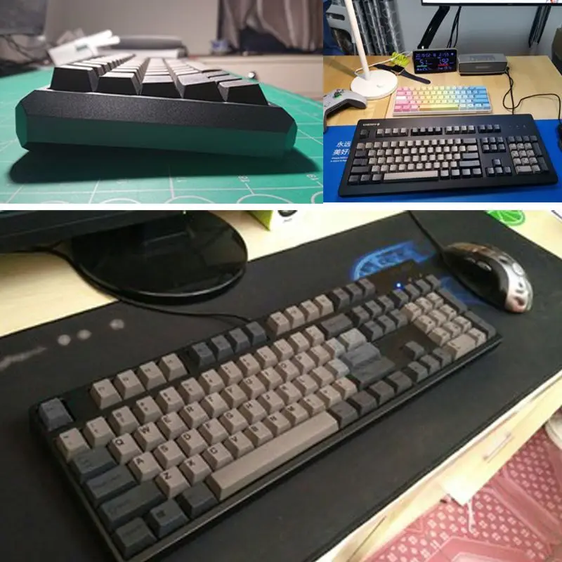 

Dolch Black Gray Mixed Thick PBT 108 Keycaps OEM Cherry Profile ANSI Layout Bi-Color Injection Over Molding Keycap