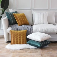 simple golden stripe velvet cushion cover for sofa living room bedroom lumbar pillowcase short plush throw pillow cases