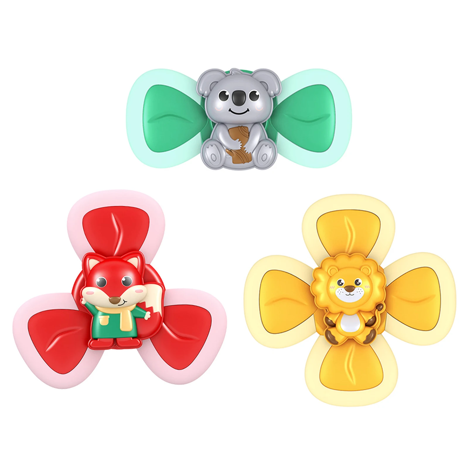 

3pcs/set For Kids Teether Sensory Portable Present Spinning Top Toy Interesting Table Fun Suction Cup Cute Animals Bath Gameplay