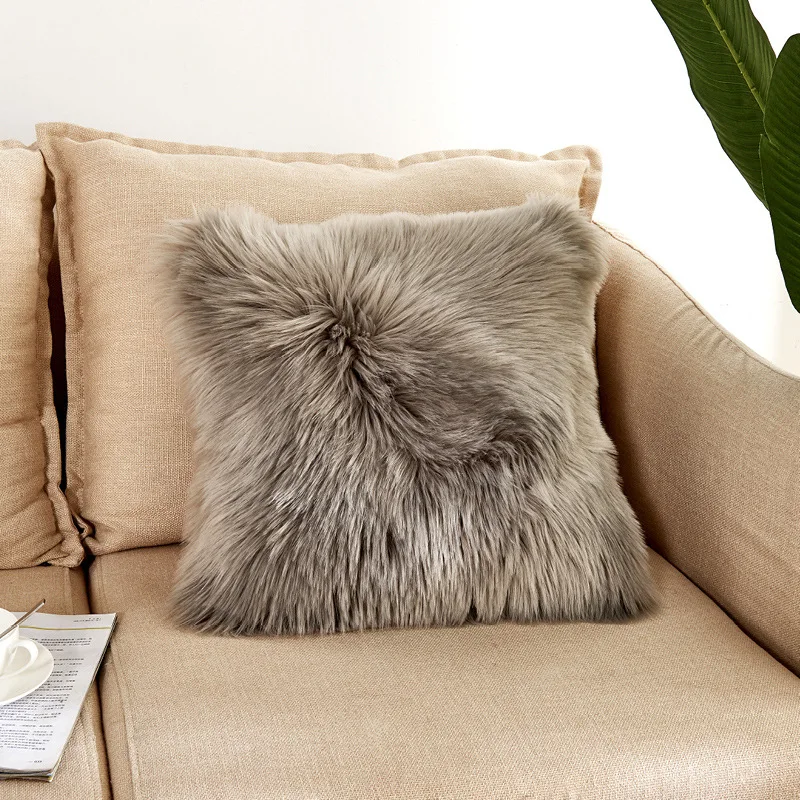 

Winter Fur Plush Square Throw Pillow Case Sofa Waist Cushion Cover Home Decor