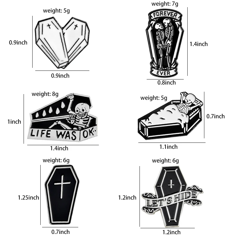 Готический темно гроб эмаль на булавке чулки Цвета: черный Юмор броши значки