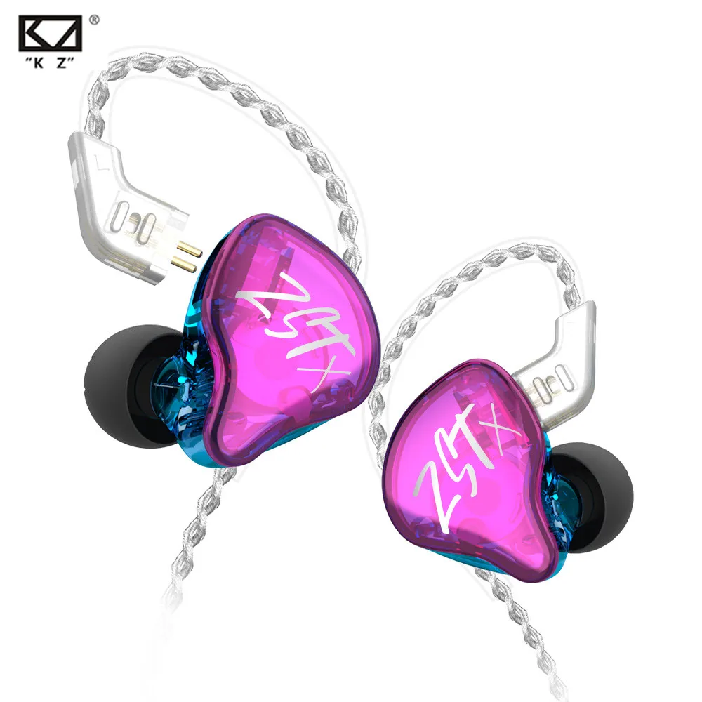 Наушники-вкладыши KZ ZST X 1BA + 1DD гибридные Hi-Fi басовые спортивные DJ