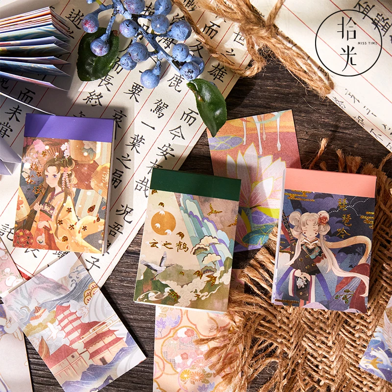 

50pcs Cartoon illustration Style Stickers aesthetic Washi Decorative collage Scrapbooking Diary Stationery junk journal supplies