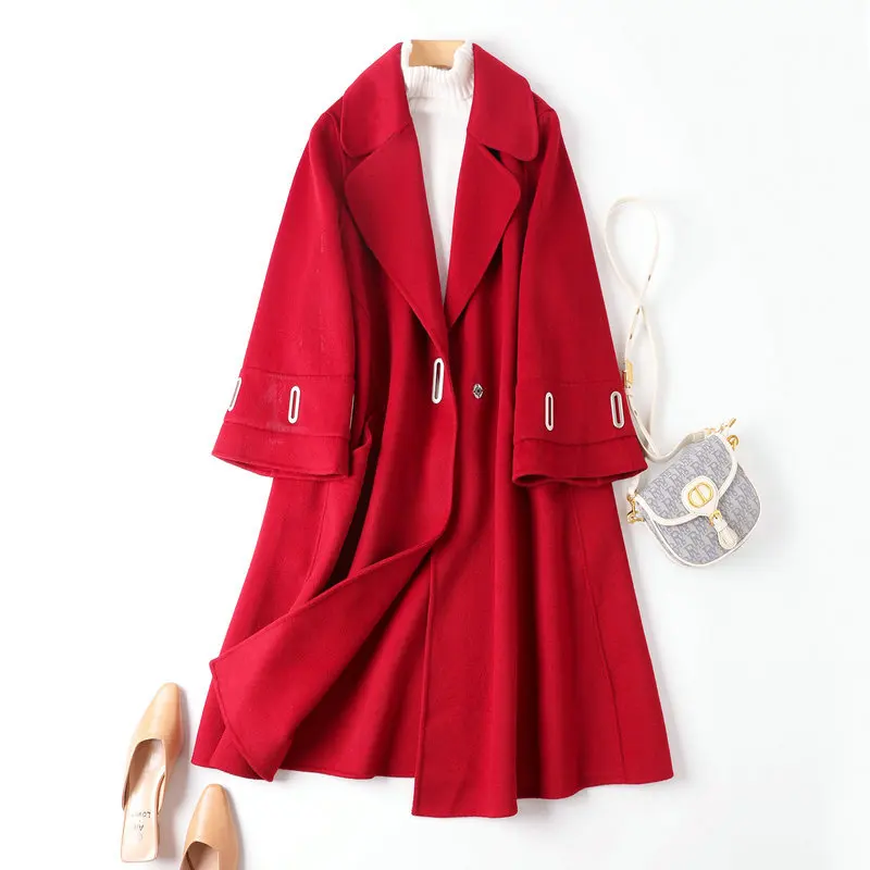 

Luxury High Quality Women Coats And Jackets Winter 2020 Pure Color Korean Long Sleeve Cashmere Coat Trendy Overcoat