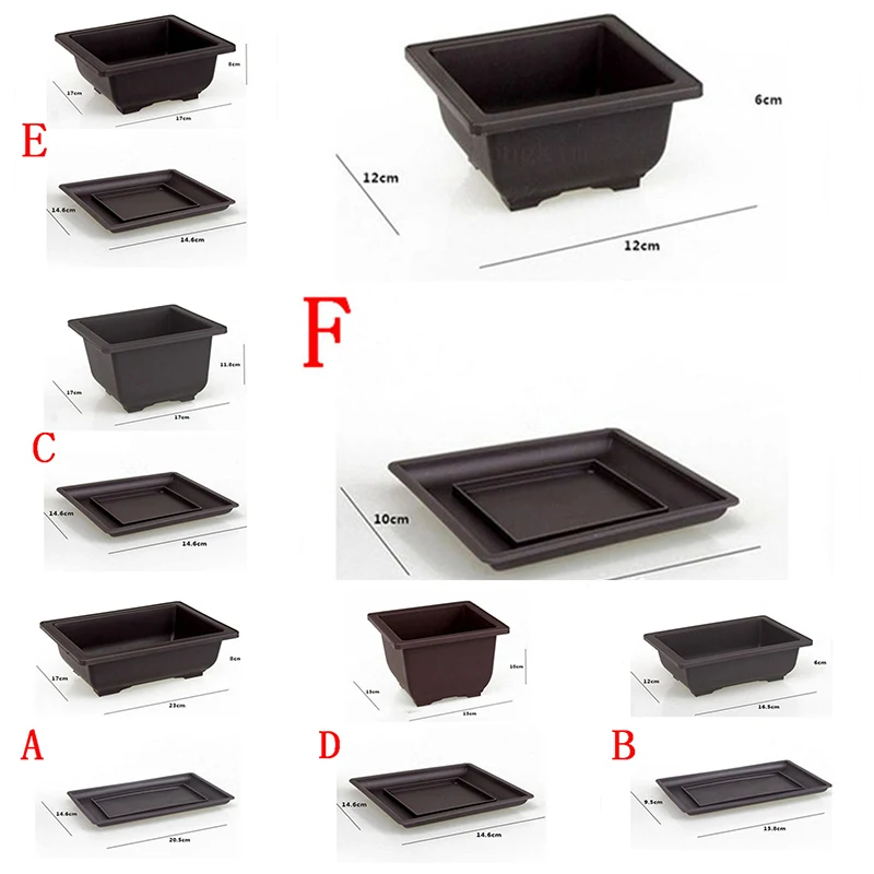 

Hot Sale Imitation Purple Sand Fleshy Flower Pot+Tray Rectangle/Square Nursery Planter Gardening Flower Pot Potted Plants