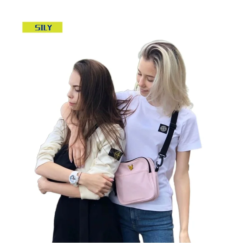 

2021 New Island Loose round Neck Short Sleeve Small Square Logo Embroidered Casual T-shirt Men and Women Same Style
