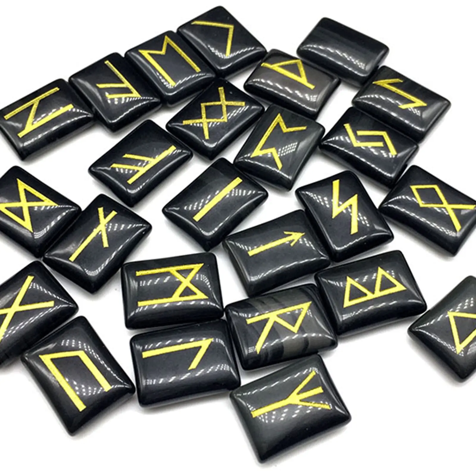 

Natural Rune Stones Set Polished Runic Alphabet Engraved Stones For Amulet Meditation Divination Healing Bracelet Decor