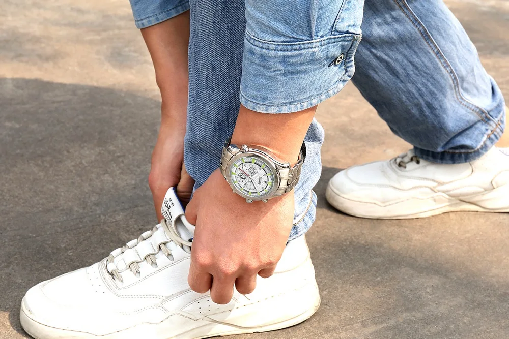 

TEMEITE White Silver Quartz Watch Stainless Steel Waterproof Wristwatch Top Brand Luxury Casual Fashion Sport Date Men's Clock