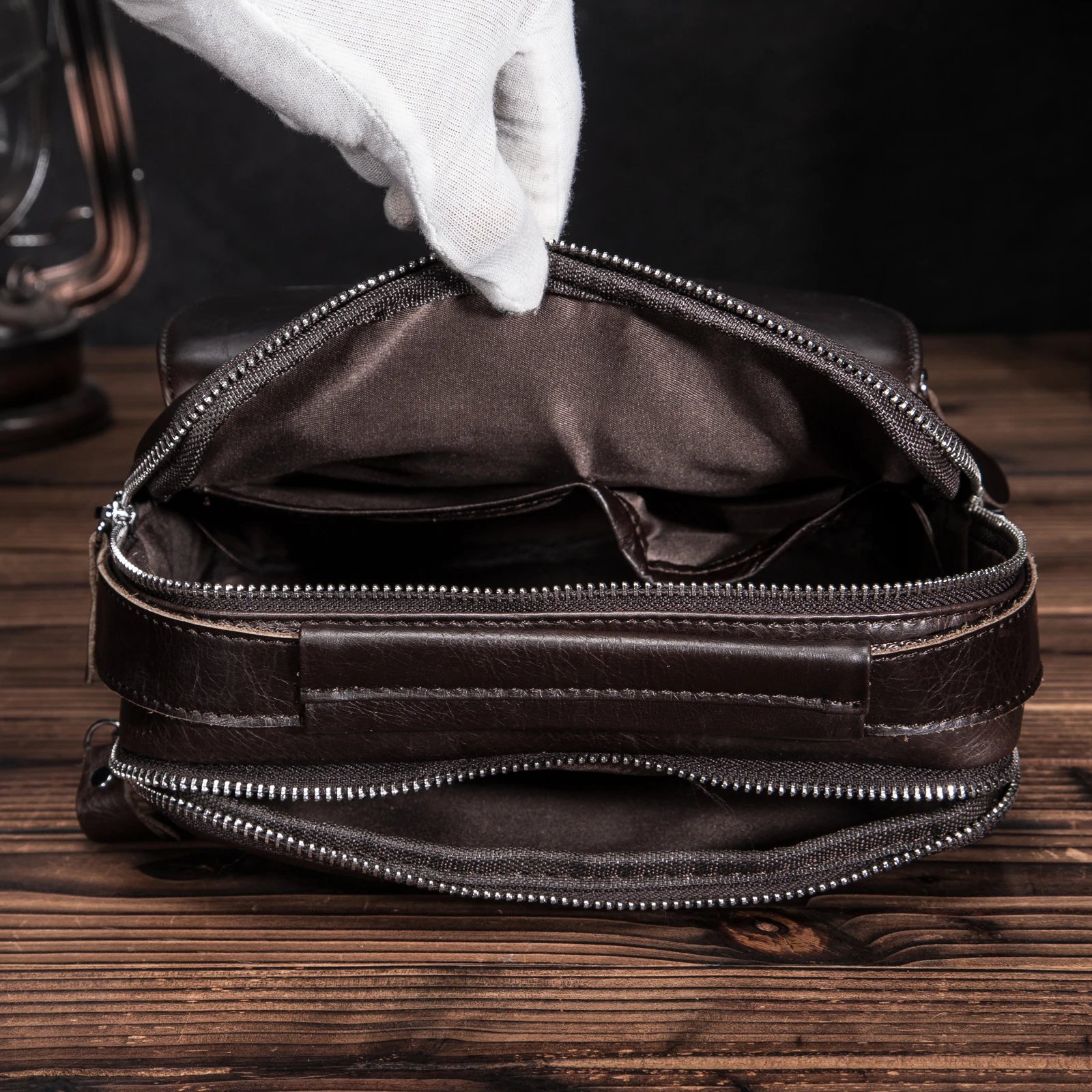 

Genuine Leather Male Casual Design School Shoulder Messenger Crossbody bag Fashion College 10" Tablet Tote Satchel bag 5008-g