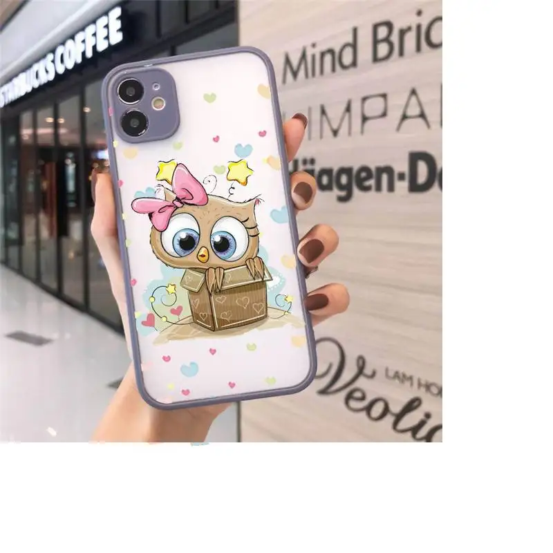 

Baby Cute Owl Phone Cases Matte Transparent For iPhone 12 Mini 11 Pro XR XS Max 7 8 Plus
