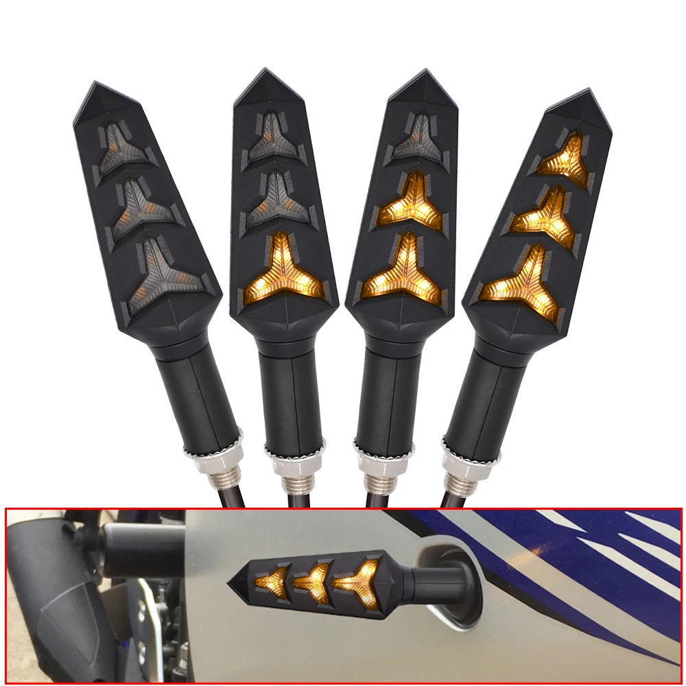 Мотоцикл Сигналы лампы сигнала поворота светильник Fishbone &quotбегущая вода&quot LED для