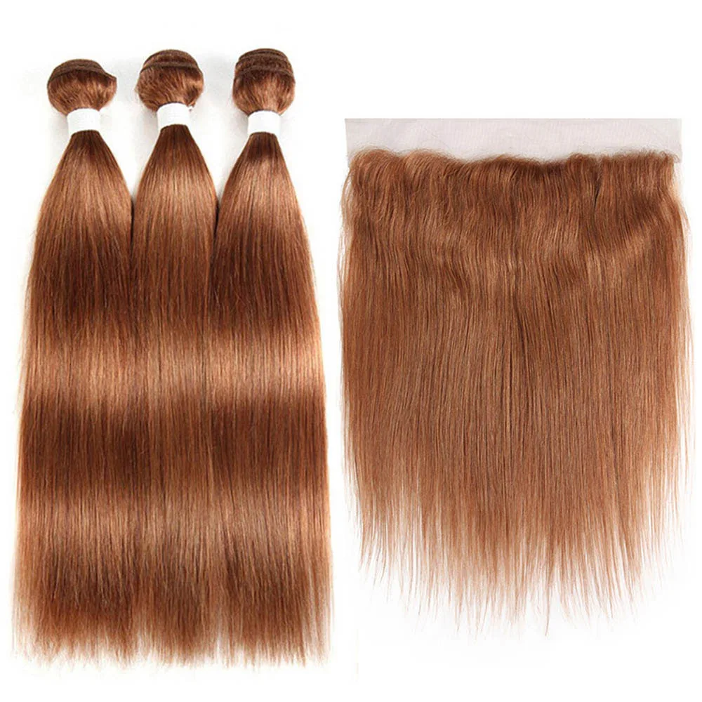 Color 30 99J/бордовые человеческие волосы пряди с фронтальной X-TRESS предварительно окрашенные бразильские не Реми прямые пучки волос плетение с фронтальной шнуровкой - Цвет: Color 30