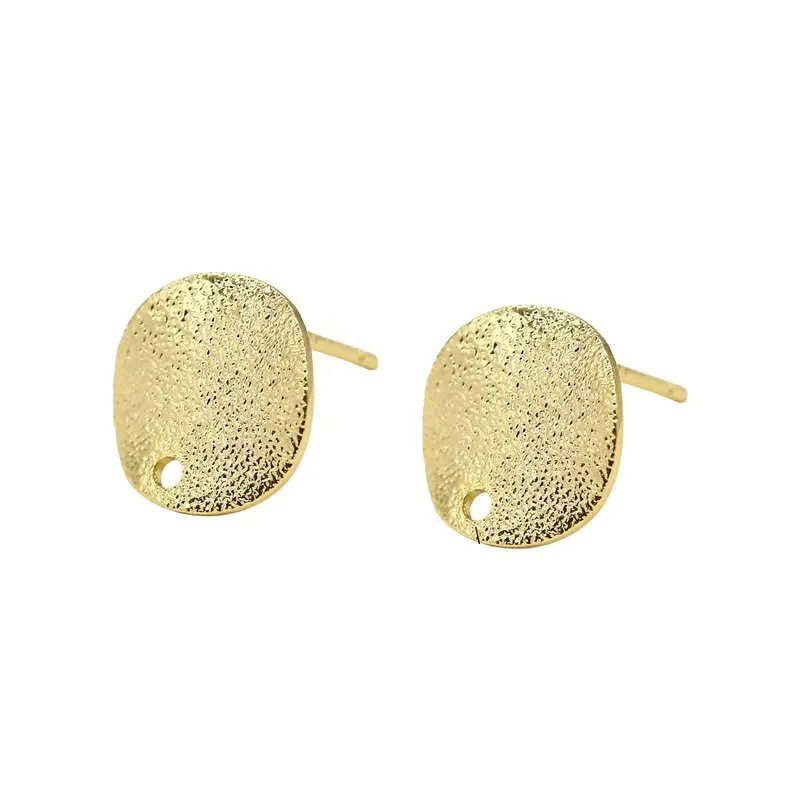 

6PCS DIY Earring Accessories Pure Brass Plated 14K Real Gold Earrings Korean Style Frosted Round Wave Earrings Findings Supply