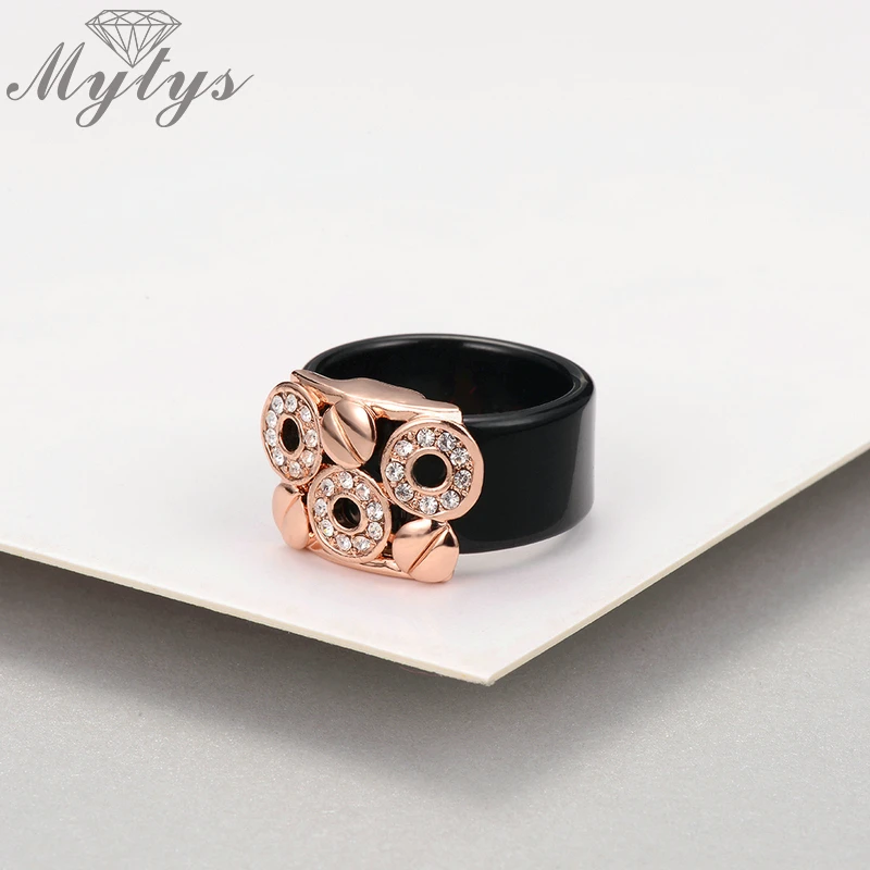 Mytys модное черное кольцо акриловое и Кристальное невидимое с желтой белой