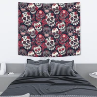 sugar skulls roses wall tapestry 3d printed tapestrying rectangular home decor wall hanging 02