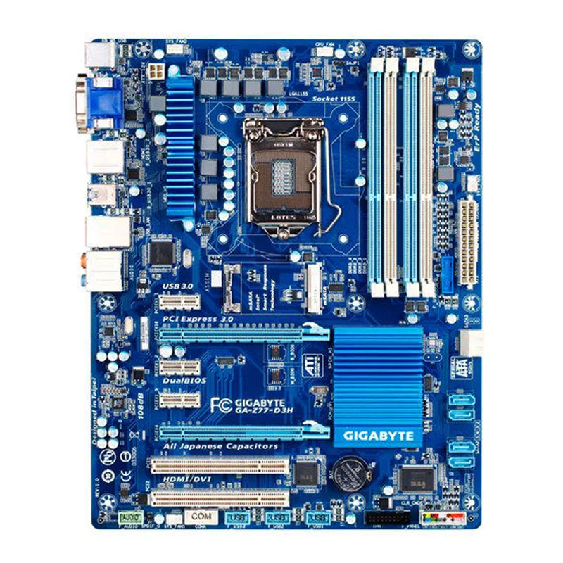 

For GIGABYTE GA-Z77-D3H Original Motherboard LGA 1155 Z77 DDR3 RAM PCI-E 3.0 USB3.0 Core i7 i5 i3 CPU Desktop Used Mainboard