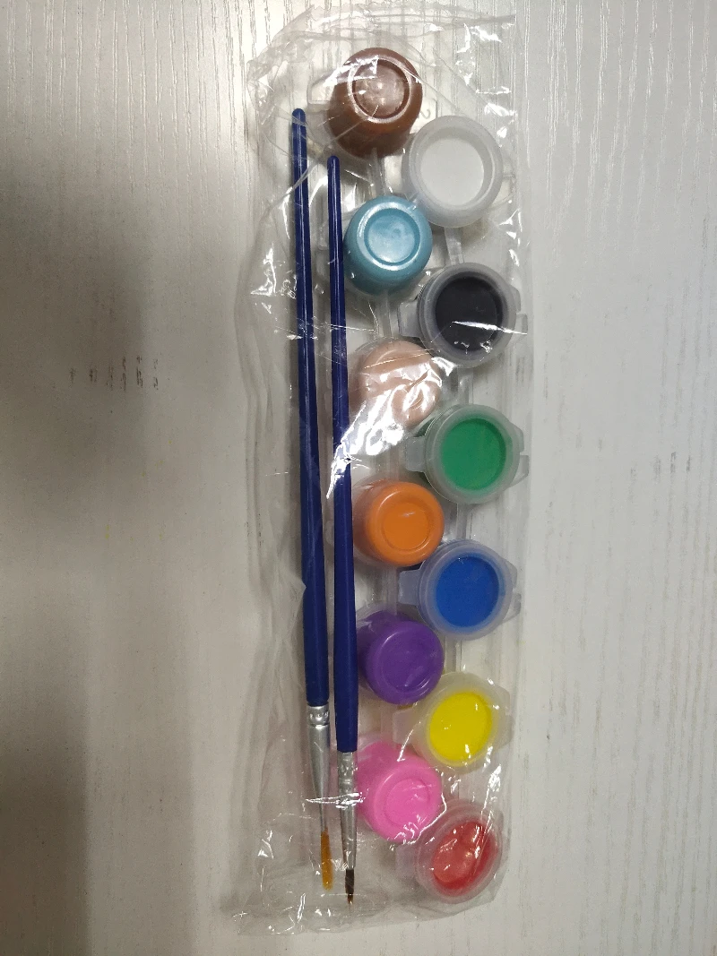 

Набор акриловых водостойких красок с 2 кистями, 12 цветов/набор