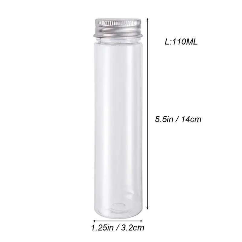 

15pcs Flat-bottomed Plastic Clear Test Tubes with Screw Caps Candy Cosmetic Travel Lotion Containers 110ml