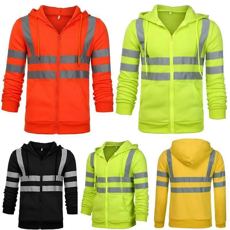 Мужская толстовка с капюшоном Hi Vis Viz верхняя одежда на молнии куртка для работы