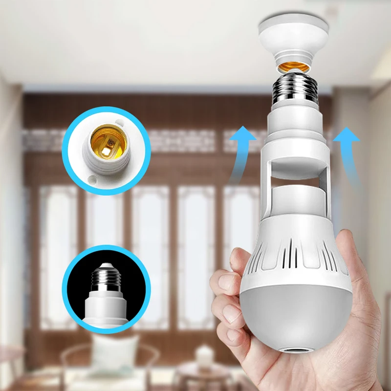 

Новинка, Лидер продаж, беспроводная панорамная Wi-Fi камера на 360 °, умная светильник ПА «рыбий глаз» E27, HD 1080P, для домашней безопасности, IP, ночн...