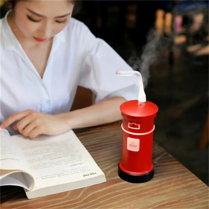 

JSLG USB 3-in-1 Mini air humidifier Retro Mailbox Humidifier LED Light Aroma Diffuser with Silent Fan