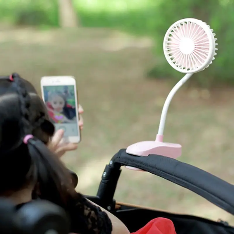 

Portable Mini Clip Stroller Fan Flexible Bendable USB Rechargeable Air Cooler L69D