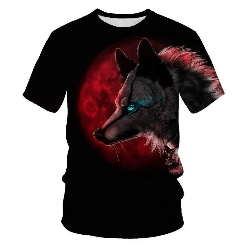 Новая летняя модная футболка с 3D принтом животных волков тигров рисунков топ