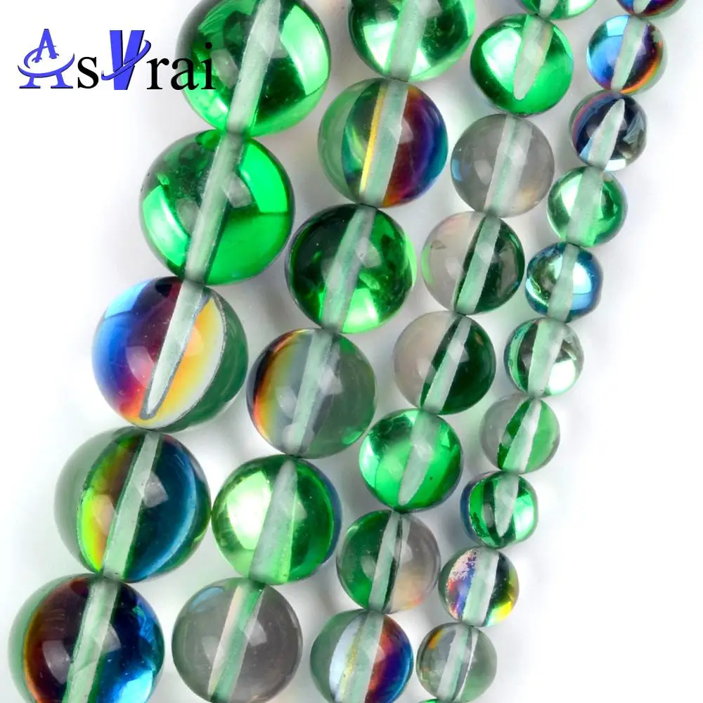 

Natural Stone 6 8mm Green Smooth Austrian Crystal Beads Round Loose Spacer Beads For Jewelry Making DIY Bracelet Necklace Charms