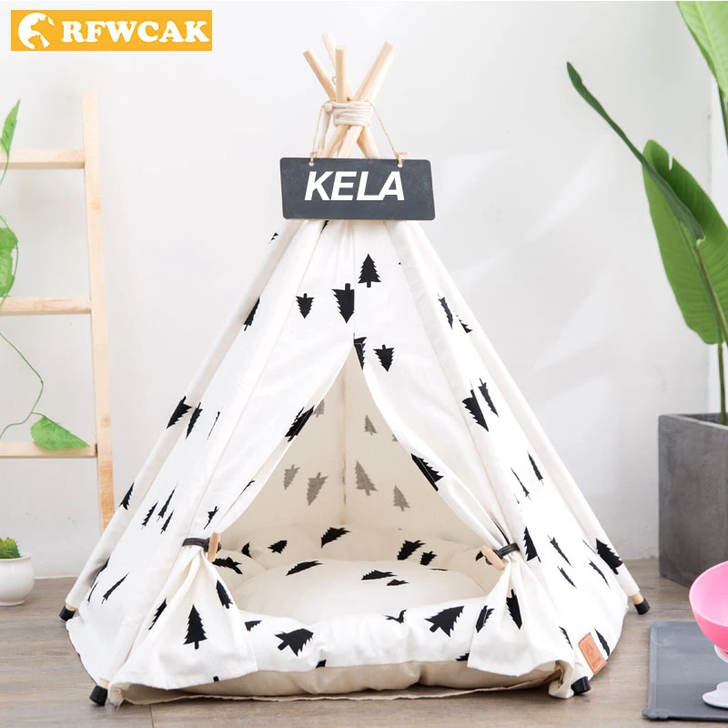 

RFWCAK Pet Dog Tent Pet Dog House Kennel Washable Tent Dog Bed For Small Dogs Puppy Cat Indoor Outdoor Portable Teepee With Mat