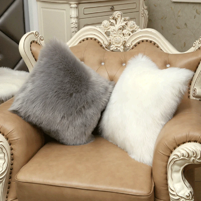 

Faux Fur Plush Cushion Cover Soft Pillow Covers Living Room Bedroom Sofa Decorative Pillowcase Shaggy Fluffy Cover Home Decor