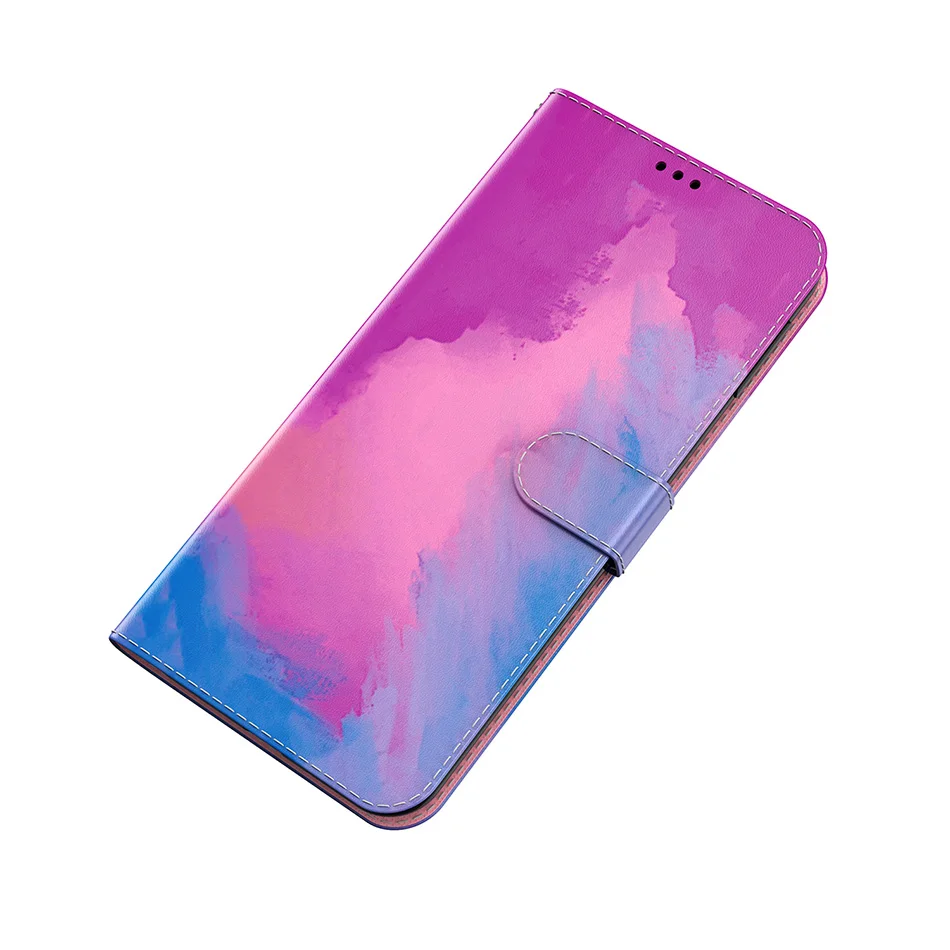 Чехол-книжка для Huawei Honor 8S 8A 9X P Smart 2021 Nova 5T P40 Lite P50 Pro Y5 Y6 2019 с рисунком акварельных