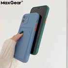 Противоударный силиконовый чехол для iPhone 13, 12, 11 Pro Max Mini, XS, X, XR, 6, 6S, 7, 8 Plus, SE 2020, мягкий чехол с держателем для карт, чехол-кошелек