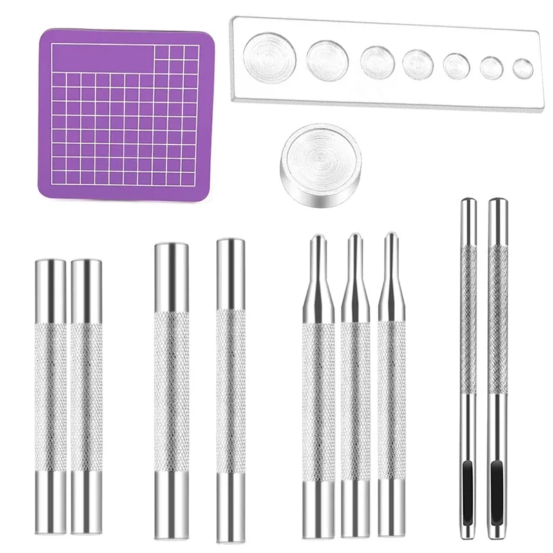 

KAOBUY 11 PCS Snap Rivet Fastener Buttons Installation Tool Kit For Leather, Clothes, Jackets, Jeans Wears, Bracelets, Bags