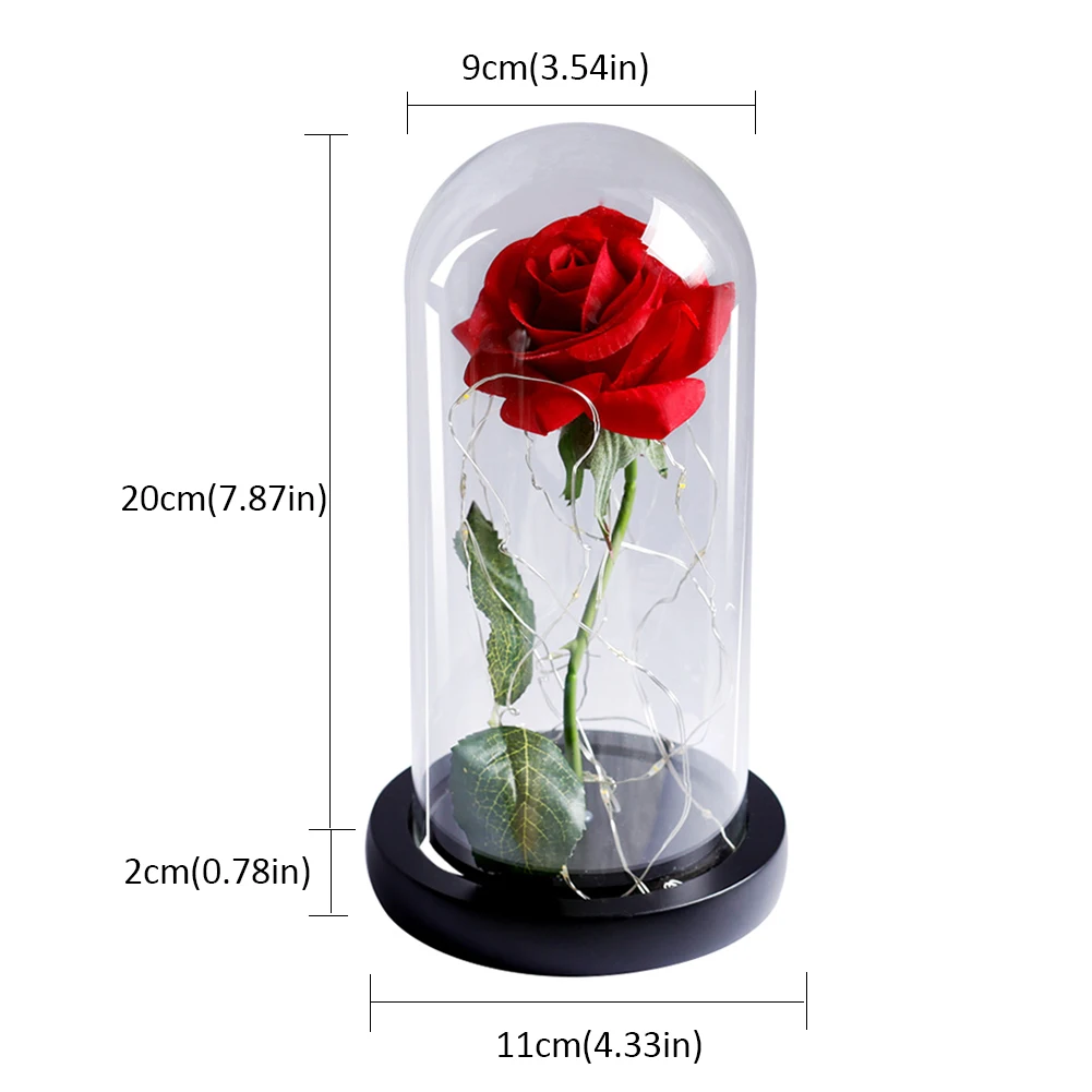 

Creativity Artificial Eternal Rose Handmade Rose In Glass With LED Lights Gift For Valentine Day Mother Day Anniversary Birthday